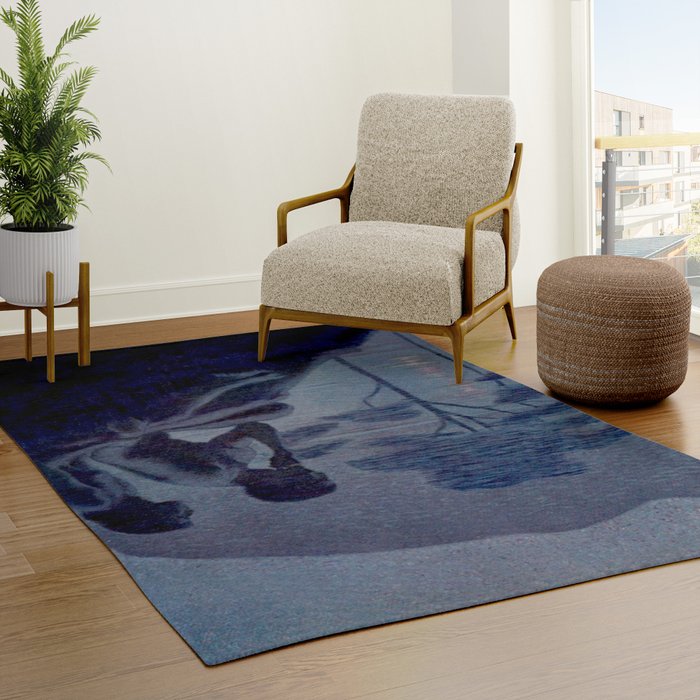"Give me nights perfectly quiet...and I looking up at the stars" Leaves of Grass by Margaret Cook Rug