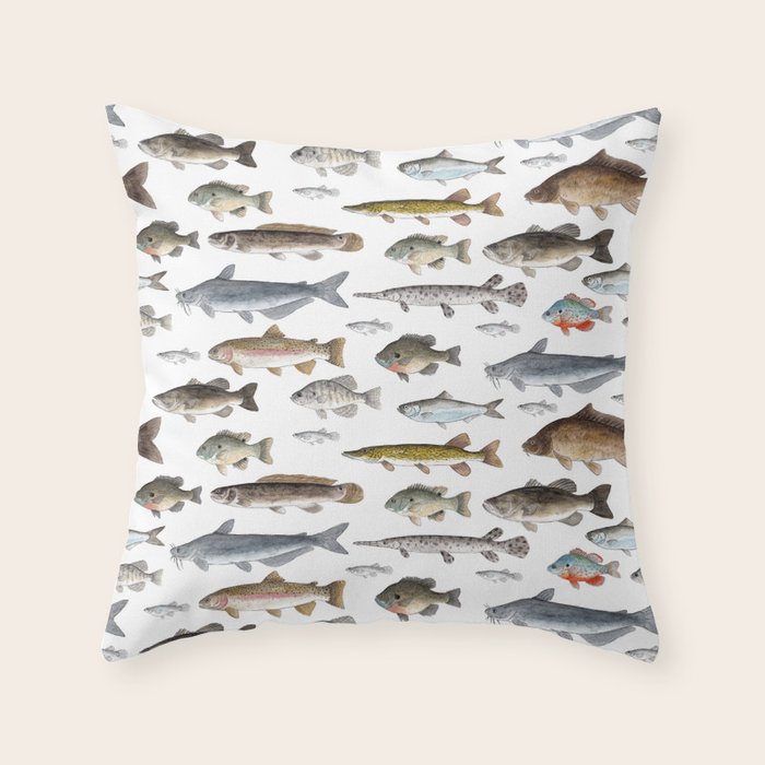 A Few Freshwater Fish Throw Pillow