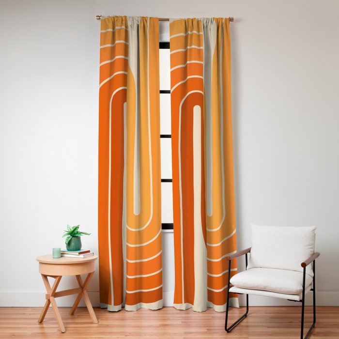 70s Retro Vintage Style Minimal Design 553 Window Curtain