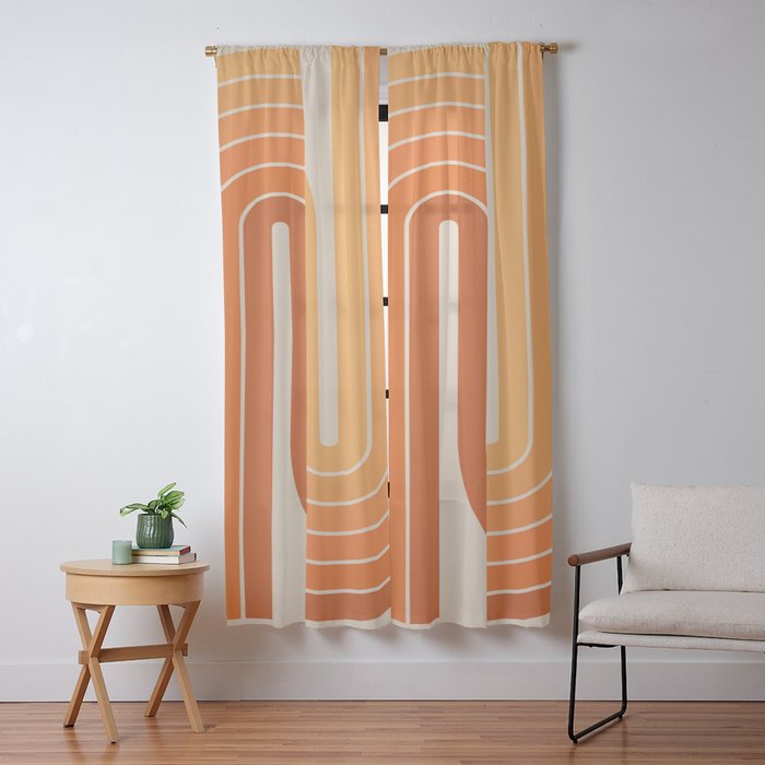 70s Retro Vintage Style Minimal Design 553 Window Curtain