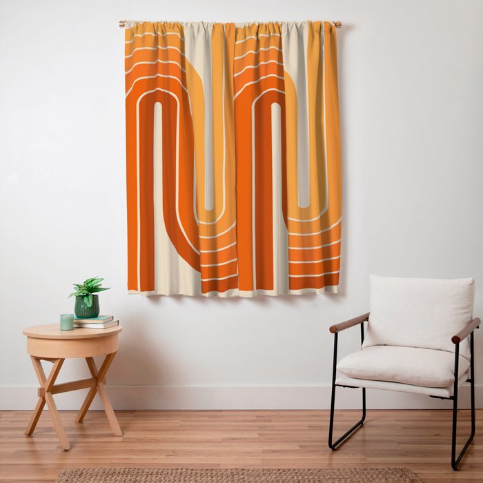 70s Retro Vintage Style Minimal Design 553 Window Curtain