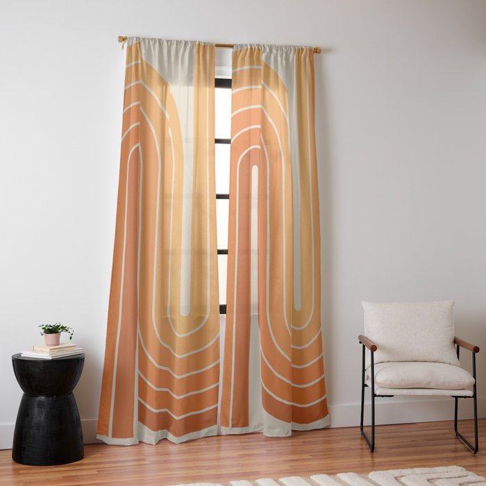 70s Retro Vintage Style Minimal Design 553 Window Curtain