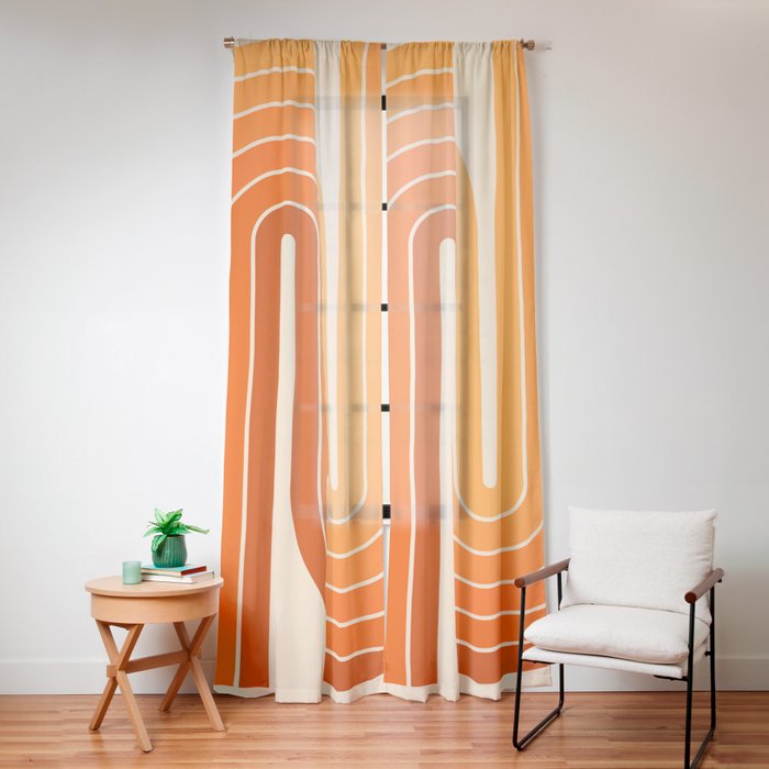 70s Retro Vintage Style Minimal Design 553 Window Curtain