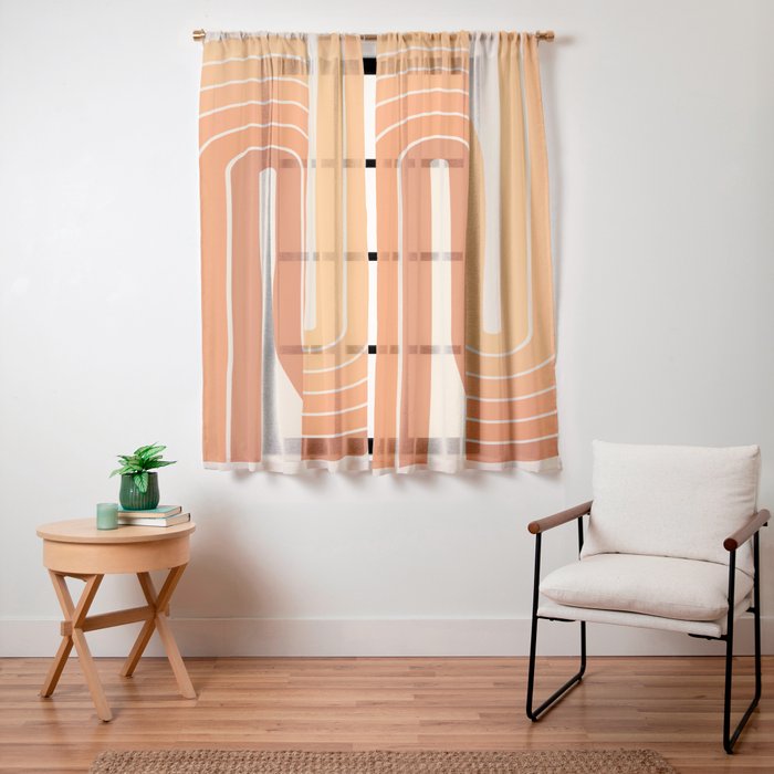 70s Retro Vintage Style Minimal Design 553 Window Curtain