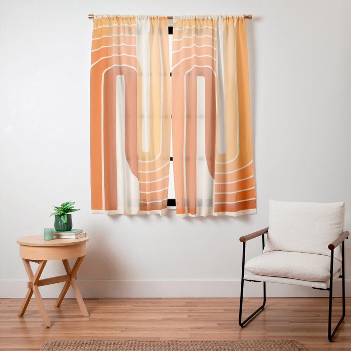 70s Retro Vintage Style Minimal Design 553 Window Curtain