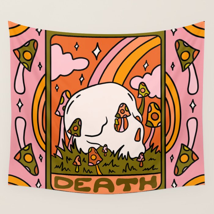 13. Death Tarot Mushroom Wall Tapestry