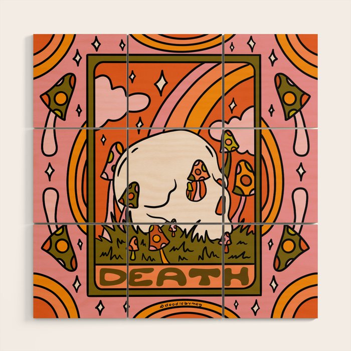 13. Death Tarot Mushroom Wood Wall Art