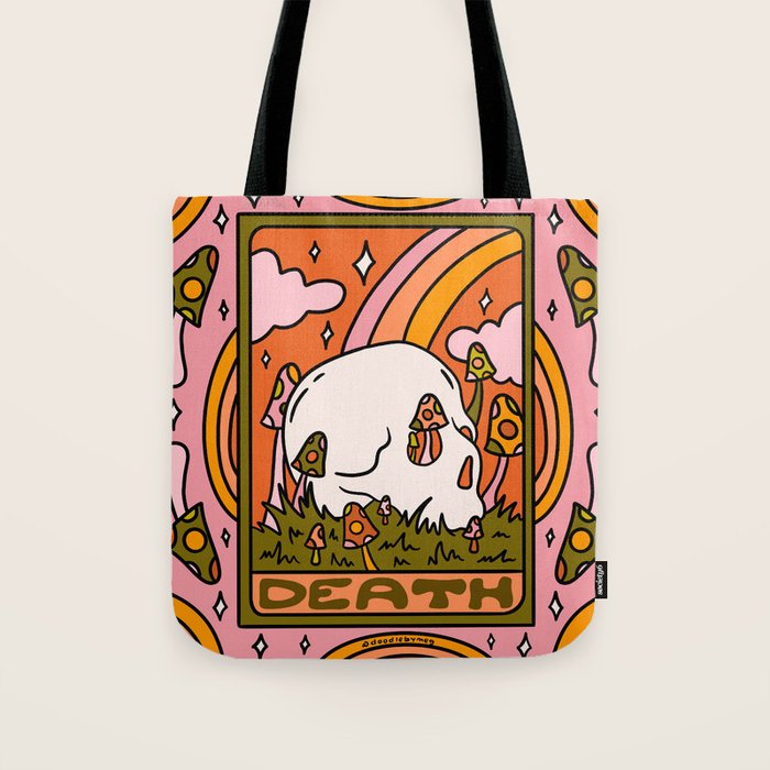13. Death Tarot Mushroom Tote Bag