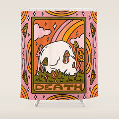 13. Death Tarot Mushroom Shower Curtain