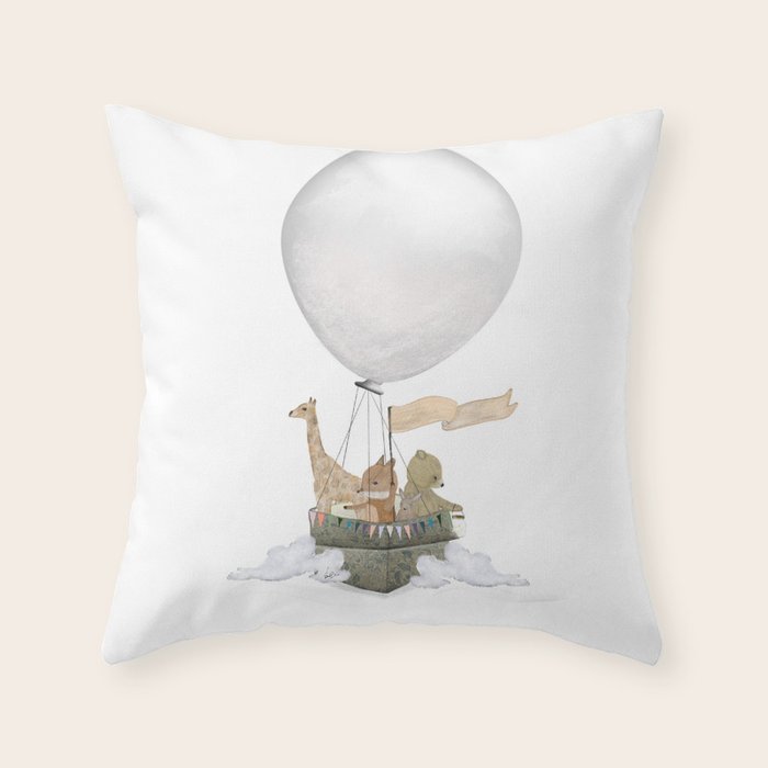 a little balloon adventure Throw Pillow