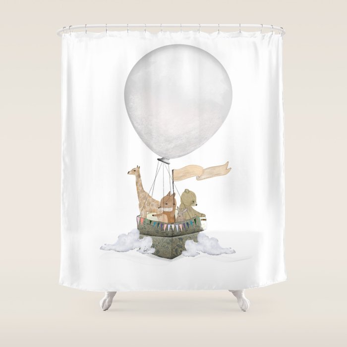 a little balloon adventure Shower Curtain