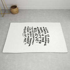 "Hope Is Not Wishful Thinking. Hope Is The Audacity To Believe" | Hand Lettered Motivational Design Rug