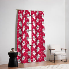 Tis The Season Retro Santa Red White Pattern Window Curtain