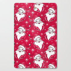 Tis The Season Retro Santa Red White Pattern Cutting Board