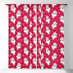 Tis The Season Retro Santa Red White Pattern Window Curtain
