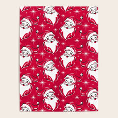 Tis The Season Retro Santa Red White Pattern Poster