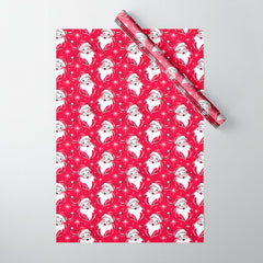 Tis The Season Retro Santa Red White Pattern Wrapping Paper