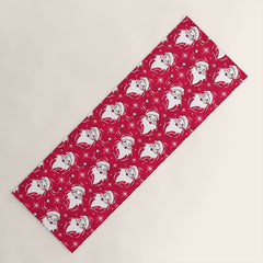 Tis The Season Retro Santa Red White Pattern Yoga Mat