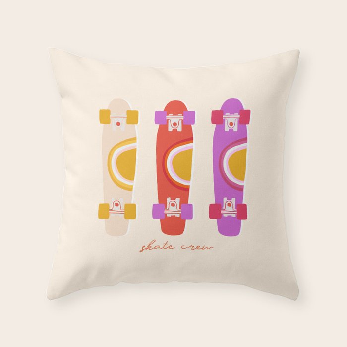 70's skate crew Throw Pillow