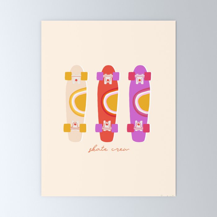 70's skate crew Mini Art Print