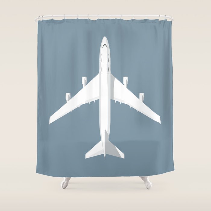 747-400 Jumbo Jet Airliner Aircraft - Slate Shower Curtain