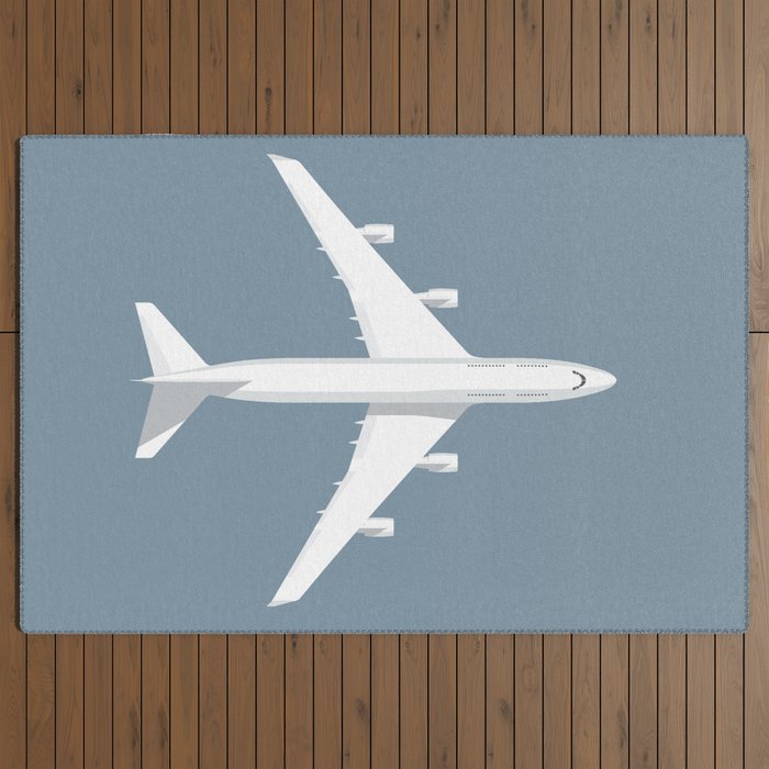 747-400 Jumbo Jet Airliner Aircraft - Slate Outdoor Rug