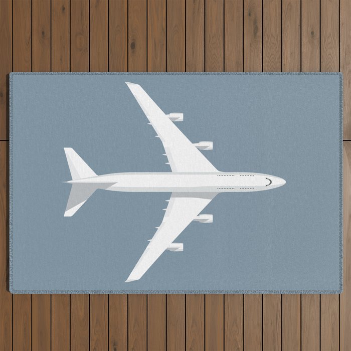 747-400 Jumbo Jet Airliner Aircraft - Slate Outdoor Rug