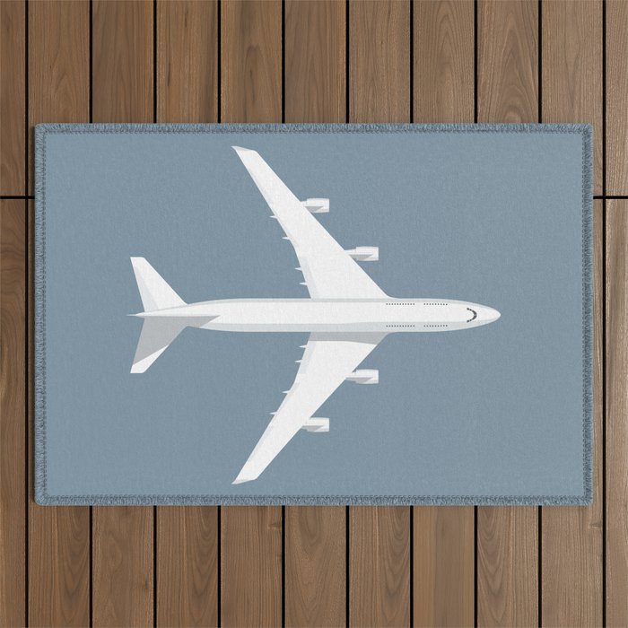 747-400 Jumbo Jet Airliner Aircraft - Slate Outdoor Rug