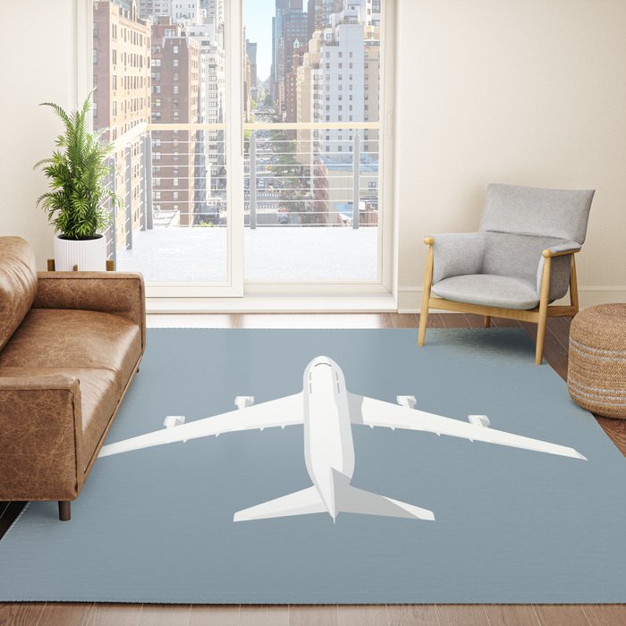 747-400 Jumbo Jet Airliner Aircraft - Slate Rug