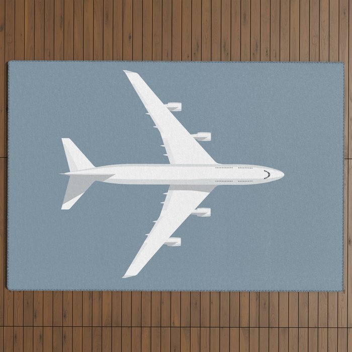 747-400 Jumbo Jet Airliner Aircraft - Slate Outdoor Rug