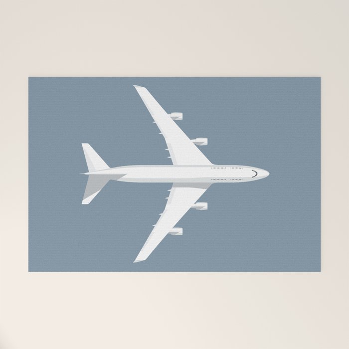747-400 Jumbo Jet Airliner Aircraft - Slate Welcome Mat