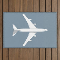 747-400 Jumbo Jet Airliner Aircraft - Slate Outdoor Rug