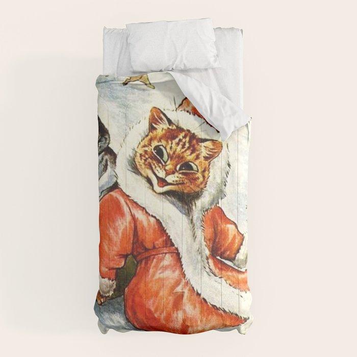 To Wish You A Merry Christmas' by Louis Wain Comforter