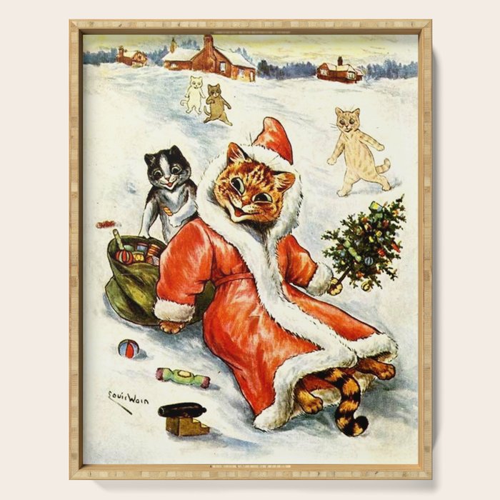To Wish You A Merry Christmas' by Louis Wain Serving Tray