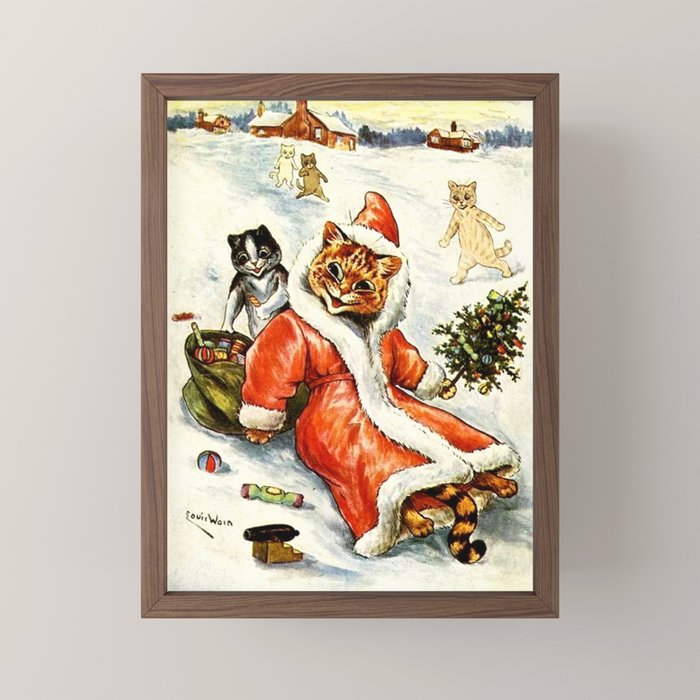 To Wish You A Merry Christmas' by Louis Wain Mini Art Print