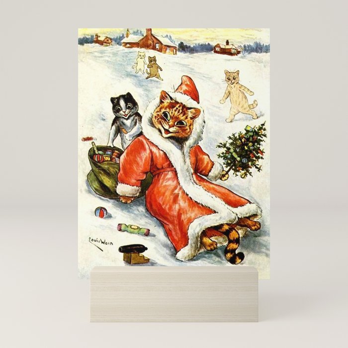 To Wish You A Merry Christmas' by Louis Wain Mini Art Print
