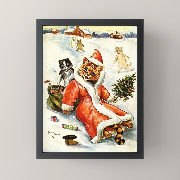 To Wish You A Merry Christmas' by Louis Wain Mini Art Print