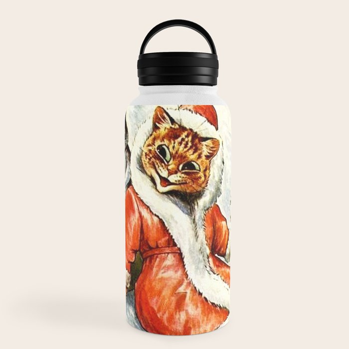 To Wish You A Merry Christmas' by Louis Wain Water Bottle