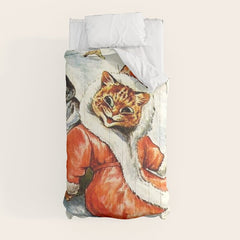 To Wish You A Merry Christmas' by Louis Wain Comforter