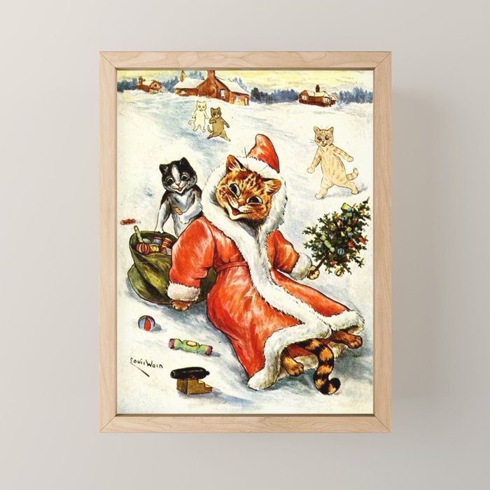 To Wish You A Merry Christmas' by Louis Wain Mini Art Print