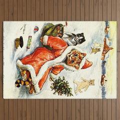 To Wish You A Merry Christmas' by Louis Wain Outdoor Rug