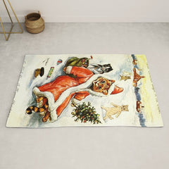 To Wish You A Merry Christmas' by Louis Wain Rug