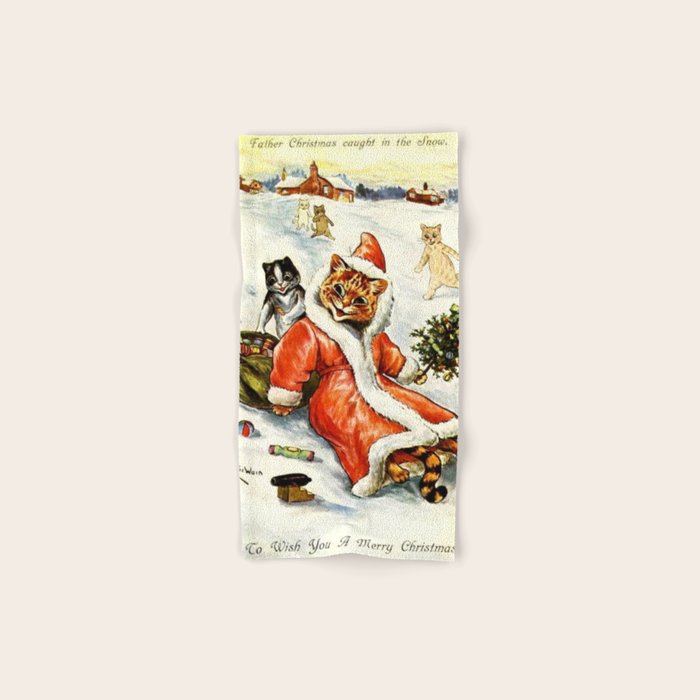 To Wish You A Merry Christmas' by Louis Wain Bath Towel