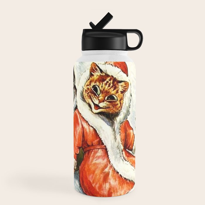 To Wish You A Merry Christmas' by Louis Wain Water Bottle