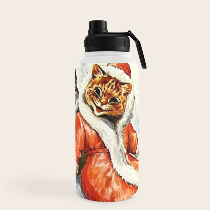 To Wish You A Merry Christmas' by Louis Wain Water Bottle