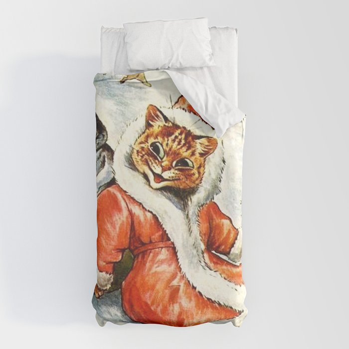 To Wish You A Merry Christmas' by Louis Wain Duvet Cover