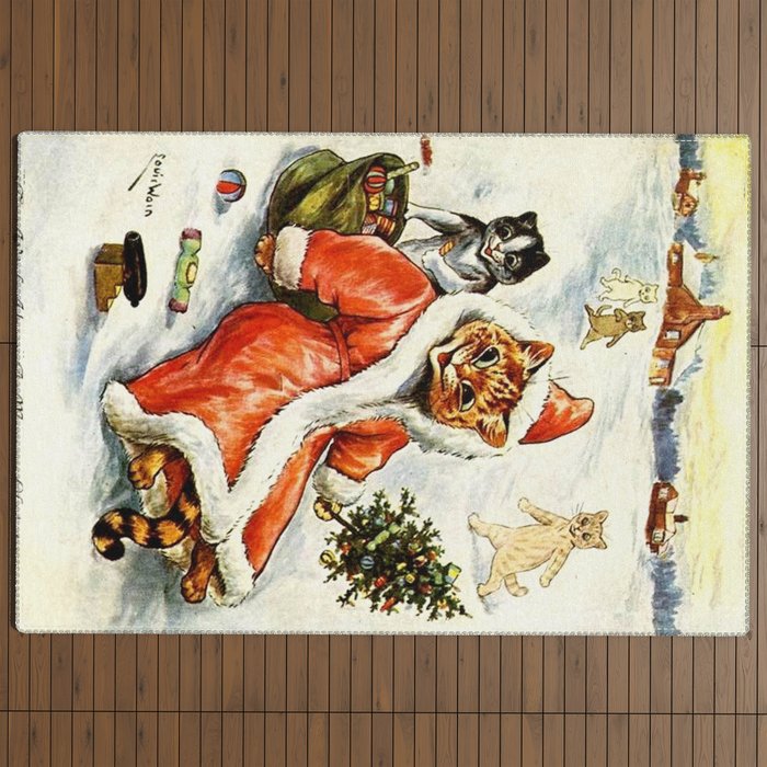 To Wish You A Merry Christmas' by Louis Wain Outdoor Rug