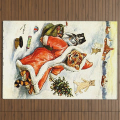 To Wish You A Merry Christmas' by Louis Wain Outdoor Rug