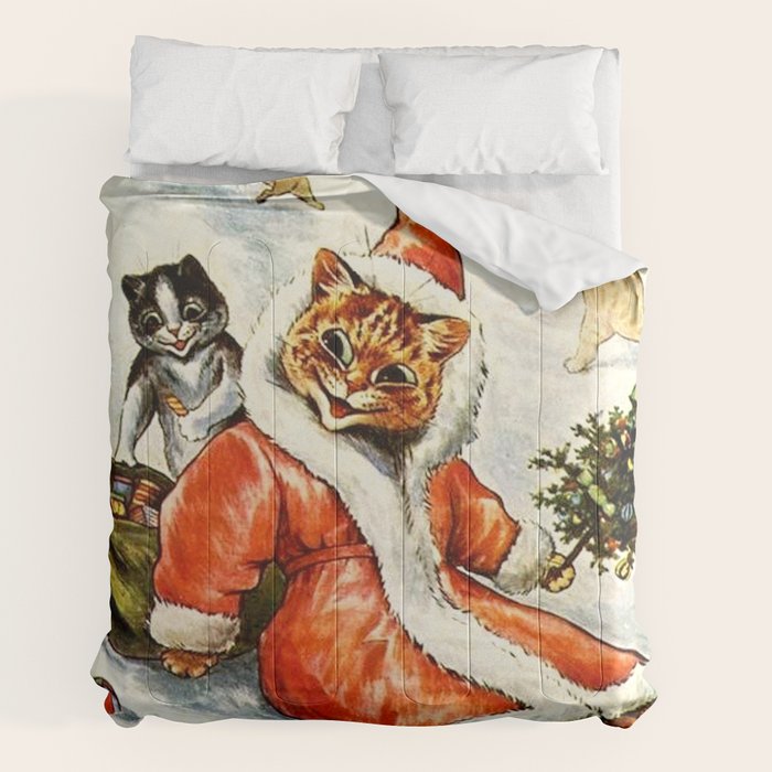 To Wish You A Merry Christmas' by Louis Wain Comforter