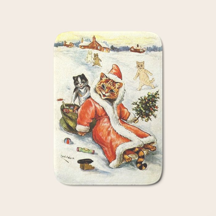 To Wish You A Merry Christmas' by Louis Wain Bath Mat